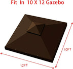 Hugline Outdoor Replacement Canopy Top Double Tier Gazebo Roof Cover for Lowe's Allen Roth 10x12 Gazebo #GF-12S004B-1 (Brown)