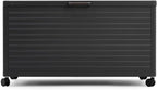 MIRADOR 134 Gallon Outdoor Storage Box Waterproof, Metal Deck Box with wheels for Patio Furniture, Garden Tools, Outdoor Cushion, Charcoal