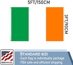 Ireland Flag 3x5 FT 100% Made in The USA-Heavy Duty Vibrant Colours Double Sided Irish National Flag with 2 Brass Grommets for Home/Company/Indoor Outdoor Decoration