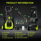 Electric Pressure Washer, 4000PSI 2.8GPM Power Washer, 3-in-1 Self-Priming High Pressure Washer, for Cars, Patio, Deck