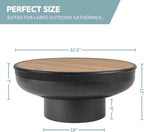 DENKOE 32 Inch Round Fire Pit Table with Fire Pit Grill, Extra Thick, Heavy Duty Fire Bowl, Deep Outdoor Firepit, Wood Burning Firepits for Outside Patio, Backyard Fire Pits, Large BBQ Pit