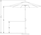 California Umbrella 7.5' Round Aluminum Market Umbrella, Crank Lift, Push Button Tilt, White Pole, Royal Blue Olefin