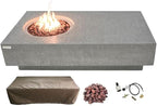 Elementi | Metropolis Gas Fire Pit Cast Concrete 56" Rectangular Fire Table, Outdoor Fire Pit Electronic Ignition | Canvas Cover, Lava Rock Included | Light Gray (Propane Gas)