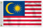 AGAS Malaysia Nautical Flag 12x18 inch Mini Malaysian National Flag Outdoor 200D Nylon Double Stitched Hem