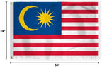 AGAS Malaysia Flag 2x3 ft Outdoor 200D Nylon Double Stitched Hem Rust Proof Brass Grommets Canvas Header Malaysian National Flag