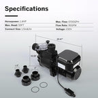 BlueBay 1.4HP Inground & Above Ground Swimming Pools Pump Variable Speed, 230V/60HZ, with Color LED Screen, Air Cooled Motor, Energy Star Certified