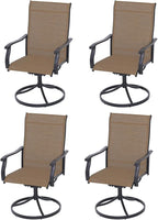 Patio Swivel Dining Chairs Set of 4, Outdoor Metal Chair with Textilene Mesh Fabric Patio Furniture Set Porch Chairs with Metal Rocking Frame for Lawn Garden Backyard Brown