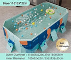 Premium 9.8ft Rectangular Above Ground Pool - Foldable Outdoor Swimming Pool for Backyard, Garden Parties, Kids Fun, and Pet Dog Swimming