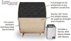 EuroSauna 2-Person Outdoor Barrel Sauna with Shingles, Lighting, & 6kW Harvia Sauna Heater, 81x59