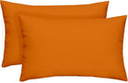 RSH DECOR: Lumbar Throw Pillows Set of 2 | 20” x 12" | All-Weather Spun Fabric | Water and Fade-Resistant | Outdoor Support Pillows for Patio Furniture | Orange