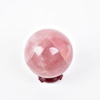 JIC Gem Natural Pink Rose Quartz Ball Sphere with Base,Class 1,3.5-3.9 Inch
