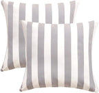 Pack of 2 Decorative Outdoor Throw Pillows 23" x 23" Square Garden Cushion for Patio Sofa Thick Cushion for Couch,Sofa,Grey Stripes