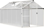 MUPATER 6' x 10' Polycarbonate Greenhouse, Heavy Duty Greenhouse with 4MM Polycarbonate Panel, Aluminum Green-House Kit with Lockable Door & Adjustable Roof Vent for Plants, Backyard, Garden, White