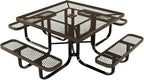 COATEDOUTDOORFURNITURE Heavy-Duty Portable Outdoor Kids Table with Umbrella Hole, Expanded Metal Kids Picnic Table, Commercial-Grade, Made in America (46 in, Square, Childrens, Textured Brown)