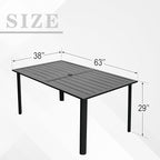 7-Piece Outdoor Dining Set, 6 Woven Swivel Chairs Set with Gray Cushions ＆ 63‘’ Rectangular Dining Table All Weather Furniture Set