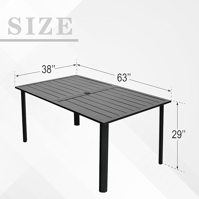 7-Piece Outdoor Dining Set, 4 Wicker Stackable Rattan Chairs ＆2 Wicker Swivel Rattan Chairs with 63'' Rectangular Patio Dining Table All Weather Frame Furniture Set