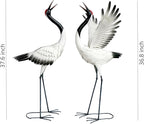 chisheen Crane Garden Statues Outdoor Metal Heron Yard Art Crane for Garden Sculptures Patio Lawn Ornaments,Set of 2