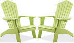 Psilvam Adirondack Chair, Oversized Poly Lumber Fire Pit Chair with Cup Holder, 350Lbs Support Patio Chairs for Garden, Weather Resistant Adirondack Chair Looks Like Real Wood (2, Green)