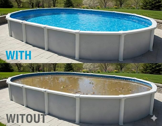 Premium Winter Pool Cover for Above Ground Oval Pool, 10' x 15' Ft., Aboveground Pools Winter Cover, Includes W & Cable, Strength & Durability, UV Protection, Solid Blue