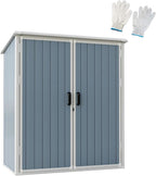 Outdoor Storage Shed, 5x3FT Resin Shed with Floor and Lockable Doors, 80 Cu.Ft Waterproof Patio Storage Cabinet, Plastic Construction for Outdoor Storage
