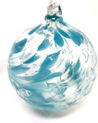 Large Friendship Glass Ball Globe - Turquoise 4.7 inch Hand Blown Handmade Hanging Garden Gazing Ball Indoor Outdoor Home Décor
