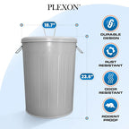 Plexon Large Metal Trash Can with Lid 20 Gallon, Decorative Outdoor Trash Can Heavy Duty Galvanized Metal Bucket with Lid for Garage Workshop Ash Storage Farmhouse, Gray 3 Pack
