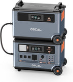 OSCAL Total 7200Wh Power Station PowerMax 3600 with BP3600 Expansion Battery, Expand Capacity from 3600Wh to 7200Wh, Solar Generator for Home Backup, Emergency, Outdoor Camping