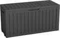80 Gallon Deck Box Large Outdoor Storage Boxfor Patio Furniture,Outdoor Cushions, Garden Tools, Sports Equipment and Pool Supplies, Waterproof, Resin, Lockable