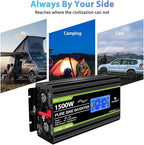 Novopal 1500 watt Pure Sine Wave Power Inverter DC 12V to 110V/120V Converter 4 AC Outlets Car Inverters with USB Port 16.4 Feet Remote Control and LCD Display
