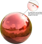 Nerien 8 Inch Gazing Ball, Stainless Steel Garden Mirror Globe, Polished Ornament Sphere, Hollow Floating Reflective Hemisphere, Home Outdoor Pond Housewarming Swimming Pool Decoration Gift, Red