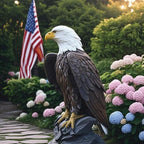 Bald Eagle Statue Outdoor - Large American Eagle Figurine, Garden Sculpture for Outside, Yard, Lawn Decor, Hand-Painted Weather-Resistant Resin, 24.4-Inch