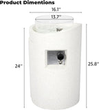 Outdoor Cylinder Propane Fire Pit Table – Premium Terrazzo-Like MgO Finish, Sturdy & Waterproof Gas Fire Table with Glass Wind Guard for Patio, Garden & Backyard, Includes Rain Cover & Glass Bead