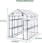 Greenhouse, 57 x 85 x 77'' Greenhouses for Outdoors, with Mesh Side Windows, PE Cover, 8 Shelves, Heavy Duty Walk in Green House for Backyard Garden Indoor, White& Green Outside