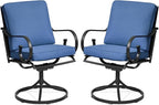 MELLCOM Patio Swivel Chair Set of 2, Outdoor Dining Chairs with Thickened Cushions, Metal Patio Chairs Gentle Rocker for Outside, Garden Lawn & Porch, Blue