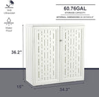 KINYING Outdoor Storage Cabinet Waterproof with Doors, 60 Gallon Resin Deck Box for Patio Furniture Cushions, Garden Tools, Pool Tools and Kids’ Toys (Off-White with 1 Shelving)