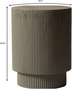 LeisureMod Modern Side Table Round Fiberstone Top Accent End Table for Home, Outdoor Patio, Living Room Sofa, Weather-Resistant, Eden Series in Grey