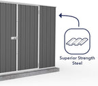 Absco Premier Storage Sheds, 10'x7' Metal Garage, DIY Backyard Shed, Utility Tool Storage, Weather & Wind Resistant Aluminum Panels & Steel Frame, Maintenance-Free, 12 Year Warranty, Woodland Gray