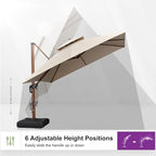 PURPLE LEAF 10ft Patio Umbrella Outdoor Square Umbrellas Large Cantilever Umbrella Windproof Offset Umbrellas Heavy Duty Sun Umbrella for Garden Deck Pool Patio, Beige