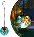 Solar Hanging Lanterns Outdoor, Solar Glass Gazing Ball Lights, Waterproof Led Globe Light for Garden Yard Tree Party Decorations, Colorful Dot