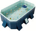 2.6m PVC Folding Pool, Non-Inflatable Portable Swimming Pool for Kids and Adults, Hard Plastic Shell Outdoor Pool with Foldable Design for Backyard, Patio, Beach