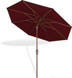 Midtown Umbrellas Sunbrella Umbrella Outdoor Patio Umbrella 2-8 Feet in Burgundy Acrylic Fabric - Auto-Tilt Aluminum Frame For Backyard Umbrella, Deck Umbrella & Porch Umbrella - Wooden Pole