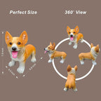 Resin Corgi Statue - Hand Painted & Fade Resistance & Weatherproof- Long Durability for Indoor and Outdoor - Garden Ornament