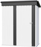 Furniwell 5x3 FT Outdoor Storage Shed, Metal Garden Sheds Outdoor Storage House with Single Lockable Door for Backyard Patio Lawn, White