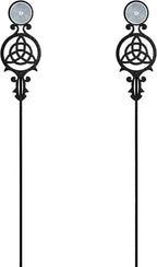 Touch of Class Pathways Reflective Driveway Marker Stake Set of Two for Outdoor Use | Celtic Knot Emblem Design | Personalized Tall Reflector Set of 2 | Black Durable Finish