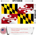 Maryland States Flag 3x5 Outdoor Made in USA - Double Sided Heavy Duty Vivid Color Maryland MD Flags with 2 Brass Grommet
