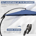 Grand patio 12 FT Patio Cantilever Umbrella Outdoor Large Round Aluminum Offset Umbrella Base Included for Deck Yard (Navy Blue, 12 FT)