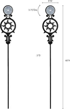 Touch of Class Pathways Reflective Driveway Marker Stake Set of Two for Outdoor Use | Radiating Sun Design | Personalized Tall Reflector Set of 2 | Black Durable Finish