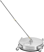 VEVOR 18" Pressure Washer Surface Cleaner, Stainless Steel Pressure Washer Attachments with 4 Wheels, 4000 Max PSI, 1/4 Quick Connector, 2 Spray Nozzles, 2 Extended Wands for Concrete, Patio, Deck