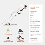 VEVOR String Trimmer, 25.2CC 2-Stroke, Gas Powered Weed Wacker, 16.9" Cordless Grass Trimmer, Multi-Functional Lawn Edger with Shoulder Strap & 3T Blade, Weed Eater for Quick Grass Cleaning