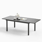 Sophia & William Black Expandable Patio Dining Tables Metal Outdoor Table for 6-8 Person Lawn Garden Bistro Rectangular Table